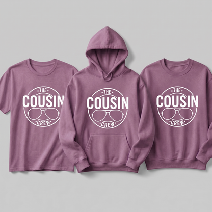 Custom Cousin Crew Shirt, Matching Family Reunion Hoodies, Personalized Sunglasses Cousin Crew Sweatshirt, Family Vacation Tees