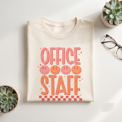 Office Staff Shirt | Groovy Smiley Face Hoodie | Vintage Work Sweatshirt | Personalized Coworker T-Shirt