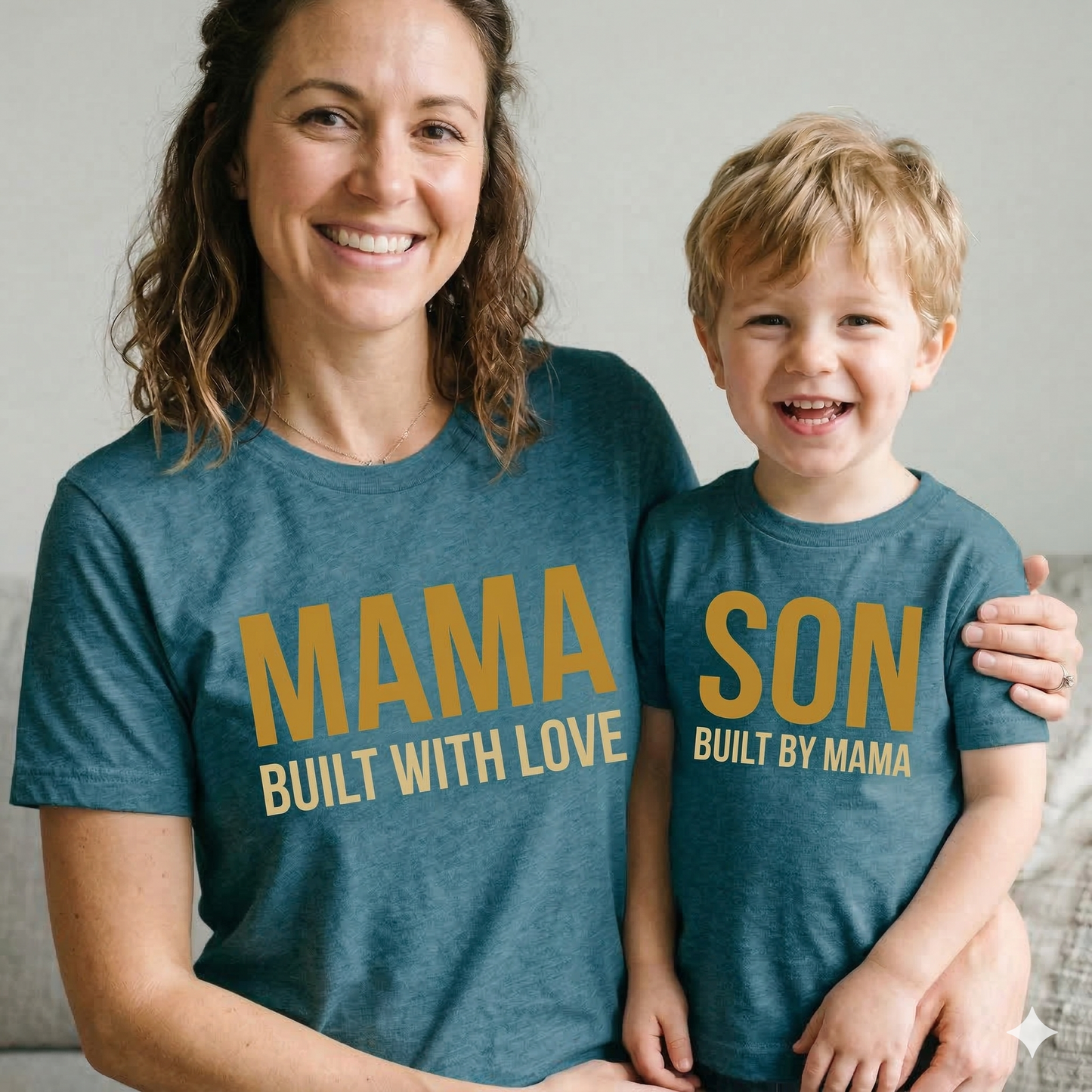 Mama & Son Matching Shirts – Built With Love / Built By Mama – Mommy and Me Matching T-Shirts – Boy Mom Gift – Mother Son Outfit