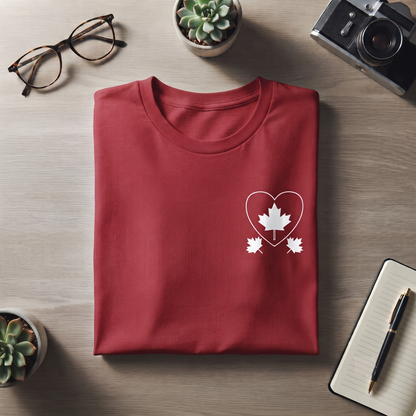 Custom Canada Heart Shirt, Minimalist Maple Leaf Apparel, Personalized Hoodie Sweatshirt