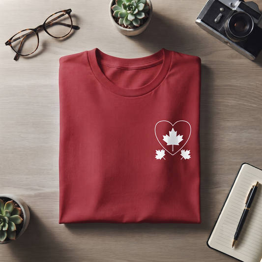 Custom Canada Heart Shirt, Minimalist Maple Leaf Apparel, Personalized Hoodie Sweatshirt
