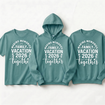 Making Memories Together Family Vacation 2026 Shirt, Custom Matching Family Trip Hoodies, Personalized Family Reunion Sweatshirts