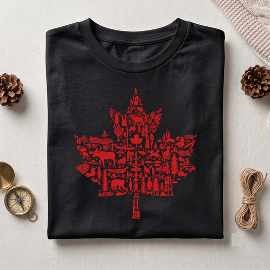 Canada Maple Leaf Wildlife Shirt, Retro Wilderness Crewneck, Customizable Nature Apparel