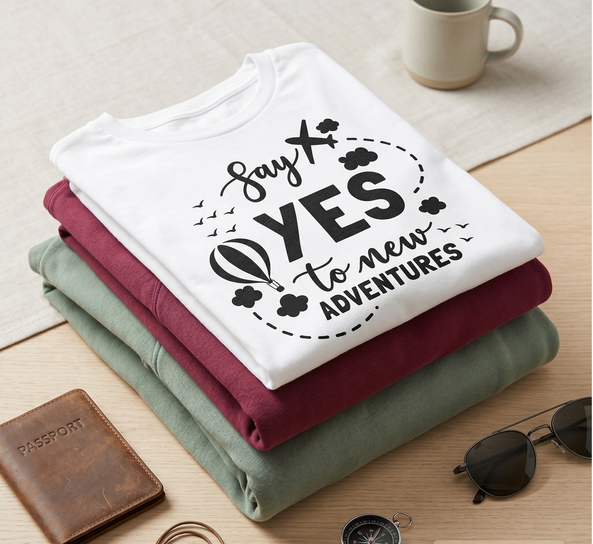 Custom Say Yes to New Adventures Shirt, Personalized Travel Hoodie, Family Vacation Sweatshirt