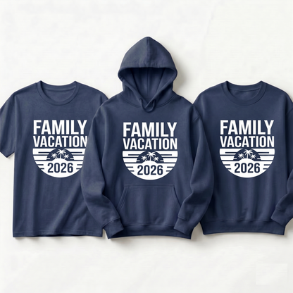 Custom Beach Family Vacation 2026 Shirts, Matching Tropical Family Trip Hoodies, Personalized Palm Tree Group Sweatshirts