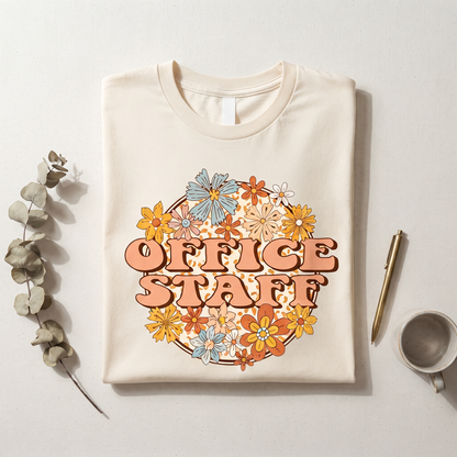 Office Staff Shirt, Retro Floral Office Crew Sweatshirt, Personalized Teacher Appreciation Hoodie, School Secretary Tee