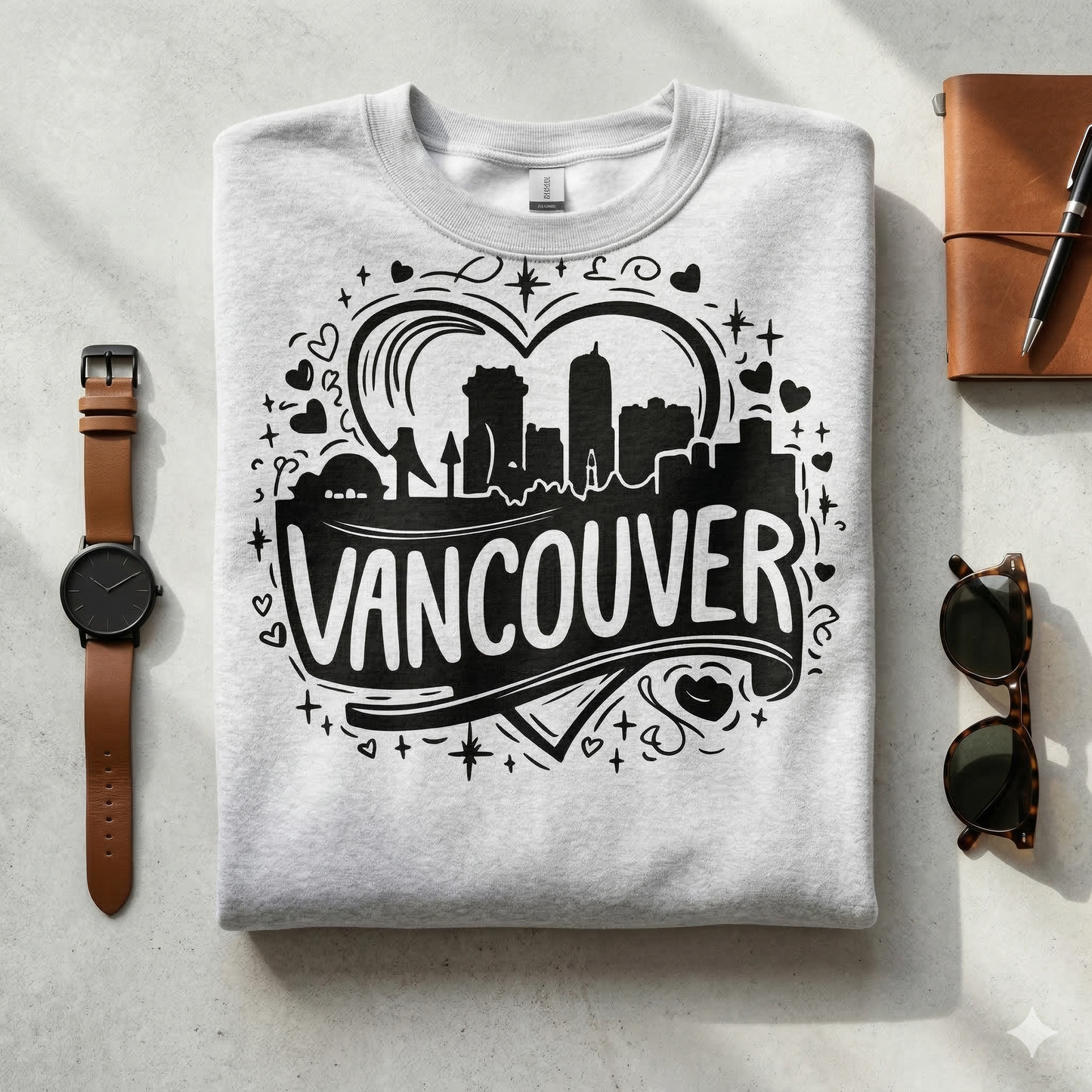 Vancouver Heart Skyline Sweatshirt | Cute Cityscape Crewneck | Whimsical Canada Souvenir | PNW Hometown Pride Shirt | Travel Gift for Her