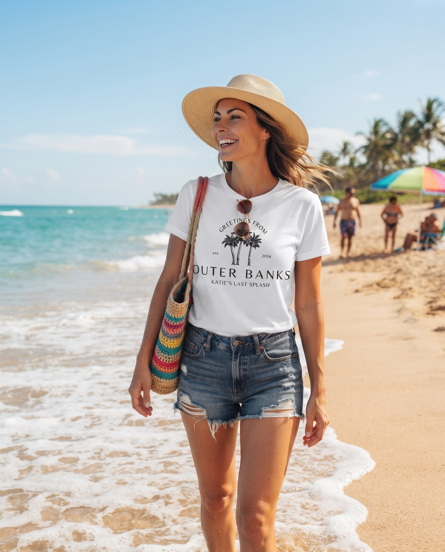 Custom Outer Banks Bachelorette Shirt, Greetings From Beach Vacation Sweatshirt, Palm Tree Girls Trip Hoodi
