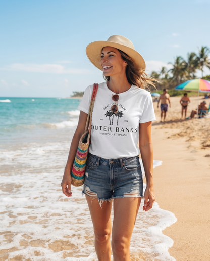 Custom Outer Banks Bachelorette Shirt, Greetings From Beach Vacation Sweatshirt, Palm Tree Girls Trip Hoodi