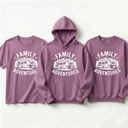 Custom Family Adventure 2026 Shirts, Matching RV Camping Hoodie, Personalized Mountain Trip Sweatshirt, Custom Family Camping Crewneck