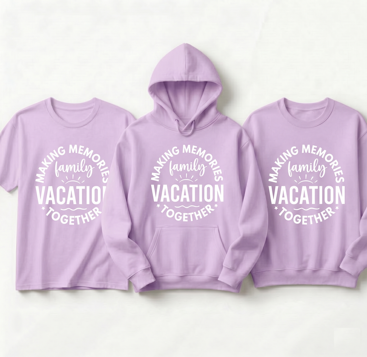 Custom Making Memories Together Family Vacation Shirts 2026, Matching Purple Family Trip Hoodie, Personalized Family Reunion Sweatshirt