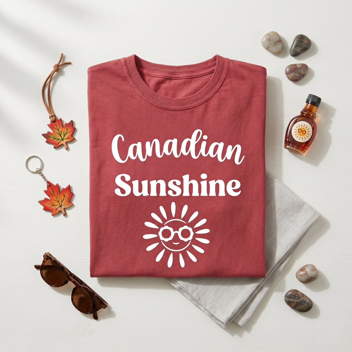 Custom Canadian Sunshine T-Shirt | Personalized Canada Summer Tee, Custom Text Travel Shirt, Cute Sun Graphic Unisex Short Sleeve Top