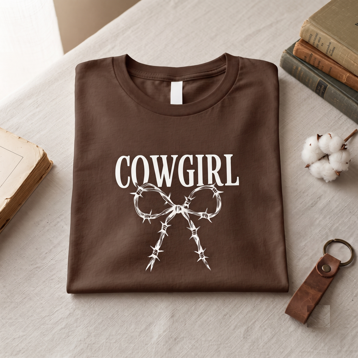 Custom Cowgirl Barbed Wire Bow Shirt, Hoodie, Sweatshirt, Western Coquette Style