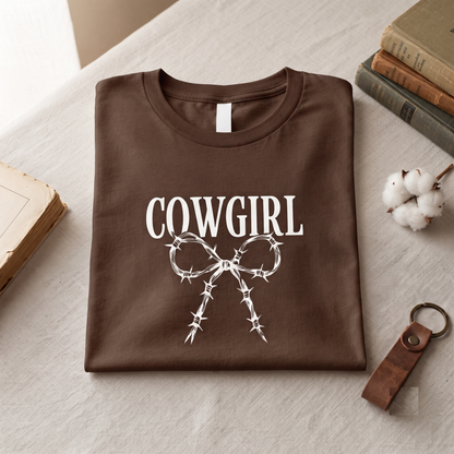 Custom Cowgirl Barbed Wire Bow Shirt, Hoodie, Sweatshirt, Western Coquette Style