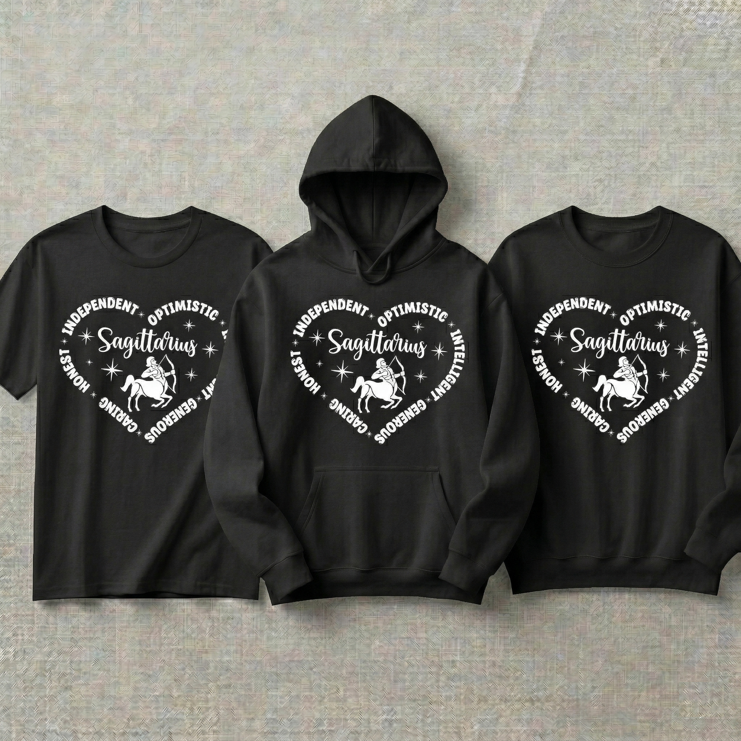 Custom Sagittarius Heart Hoodie and Sweatshirt, Personality Traits Shirt, Astrology Gift for Her, Personalized Zodiac Birthday Hoodie