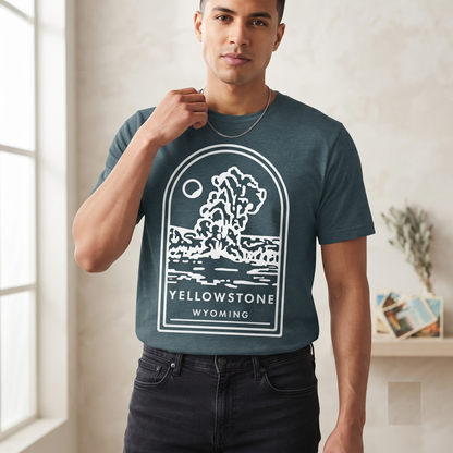 Custom Yellowstone National Park Shirt, Minimalist Wyoming Sweatshirt, Personalized Geyser Hoodie