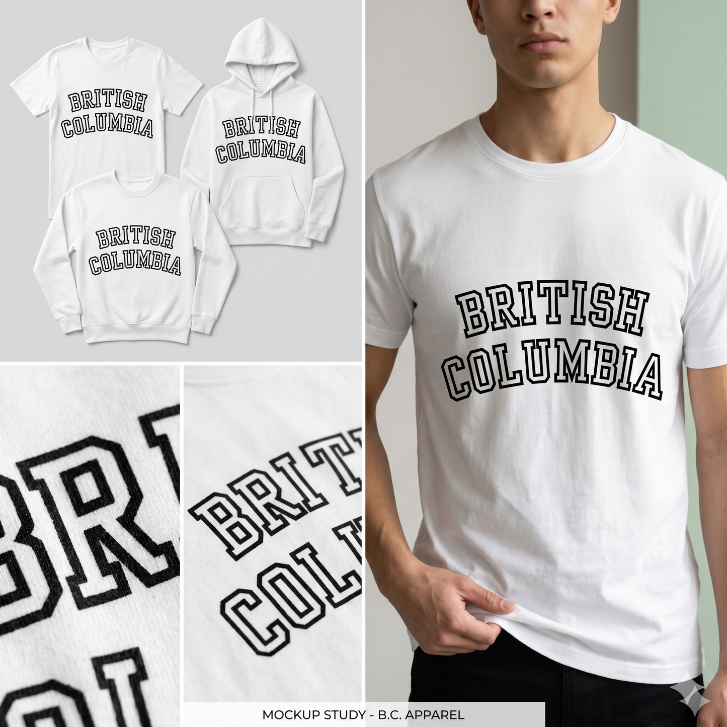Custom British Columbia Varsity Hoodie | Personalized  Sweatshirt | Collegiate Style British Columbia T-Shirt | Unisex Minimalist Apparelie