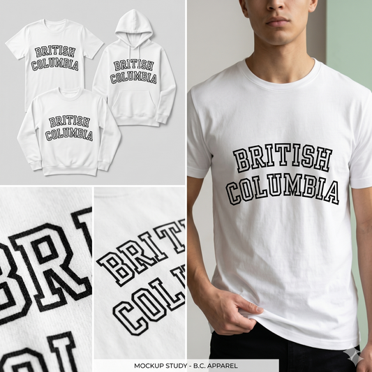 Custom British Columbia Varsity Hoodie | Personalized  Sweatshirt | Collegiate Style British Columbia T-Shirt | Unisex Minimalist Apparelie