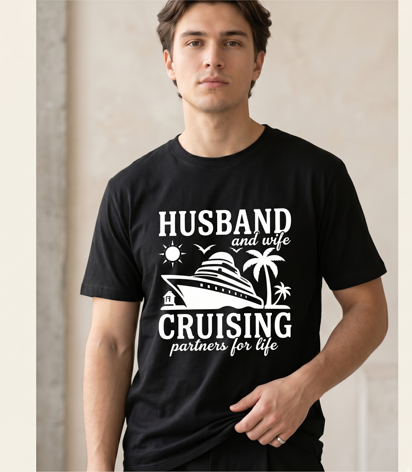 Custom Couples Cruise Shirts | Husband and Wife Cruising Partners for Life | Matching Vacation Hoodies | Anniversary Cruise Sweatshirt