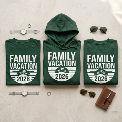 Custom Beach Family Vacation 2026 Shirts, Matching Tropical Family Trip Hoodies, Personalized Palm Tree Group Sweatshirts