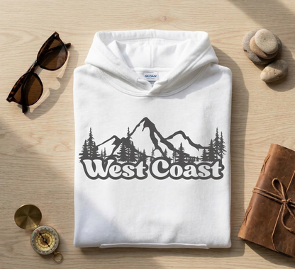 West Coast T-Shirt, Retro Mountain Graphic Tee, PNW Adventure Shirt, California Oregon Washington Travel Gift, Nature Lover Outdoorsy Tee