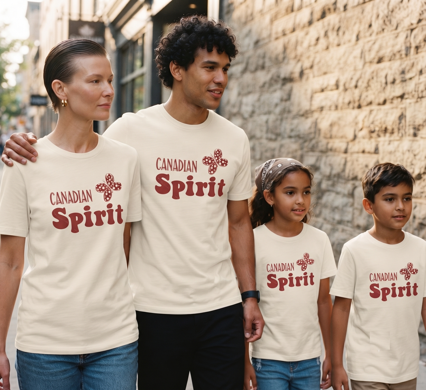 Retro Canadian Spirit Butterfly T-Shirt, Customizable Canada Apparel