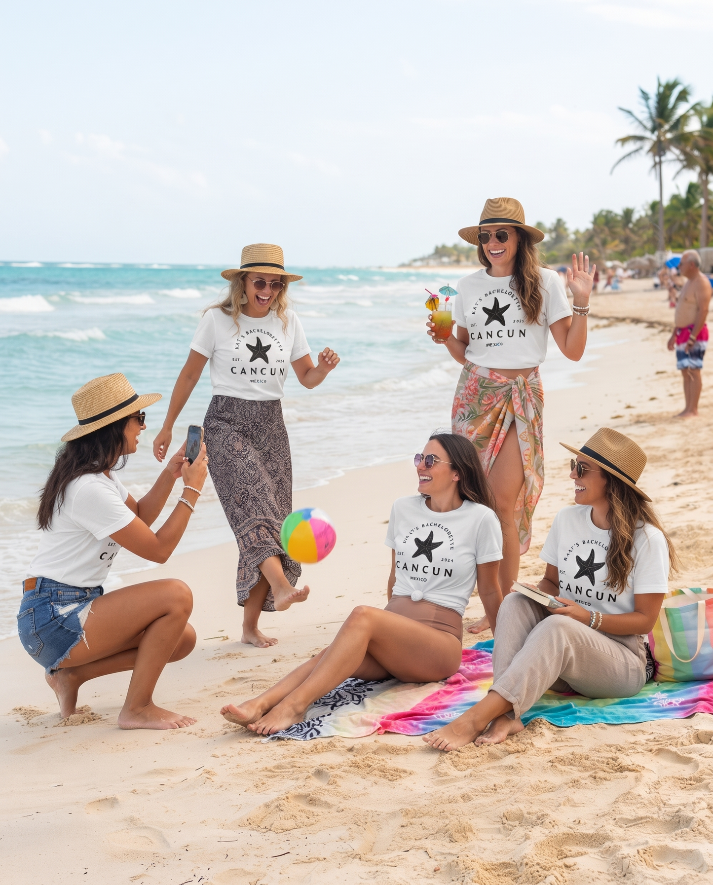 Custom Cancun Bachelorette Shirt, Beach Bachelorette Party Sweatshirt, Starfish Beach Trip Hoodie