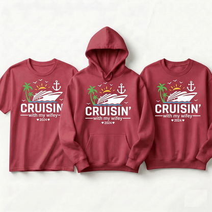 Matching Couples Cruise 2026 Hoodie | Personalized Anniversary Vacation Sweatshirt | Husband and Wife Nautical Gift