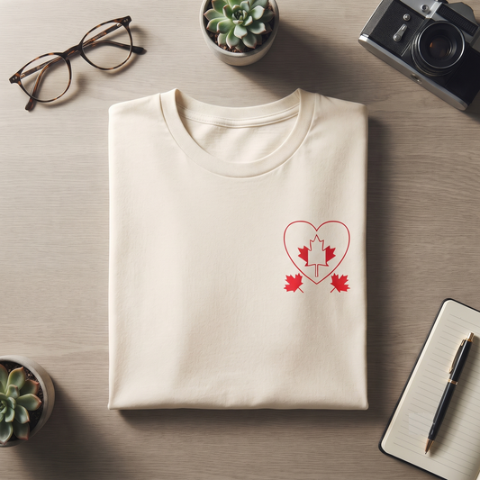 Custom Canada Heart Shirt, Minimalist Maple Leaf Apparel, Personalized Hoodie Sweatshirt