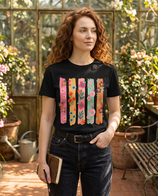 Retro Floral Sweatshirt, Colorful Botanical Hoodie, Groovy Flower Crewneck, Custom Text Tee
