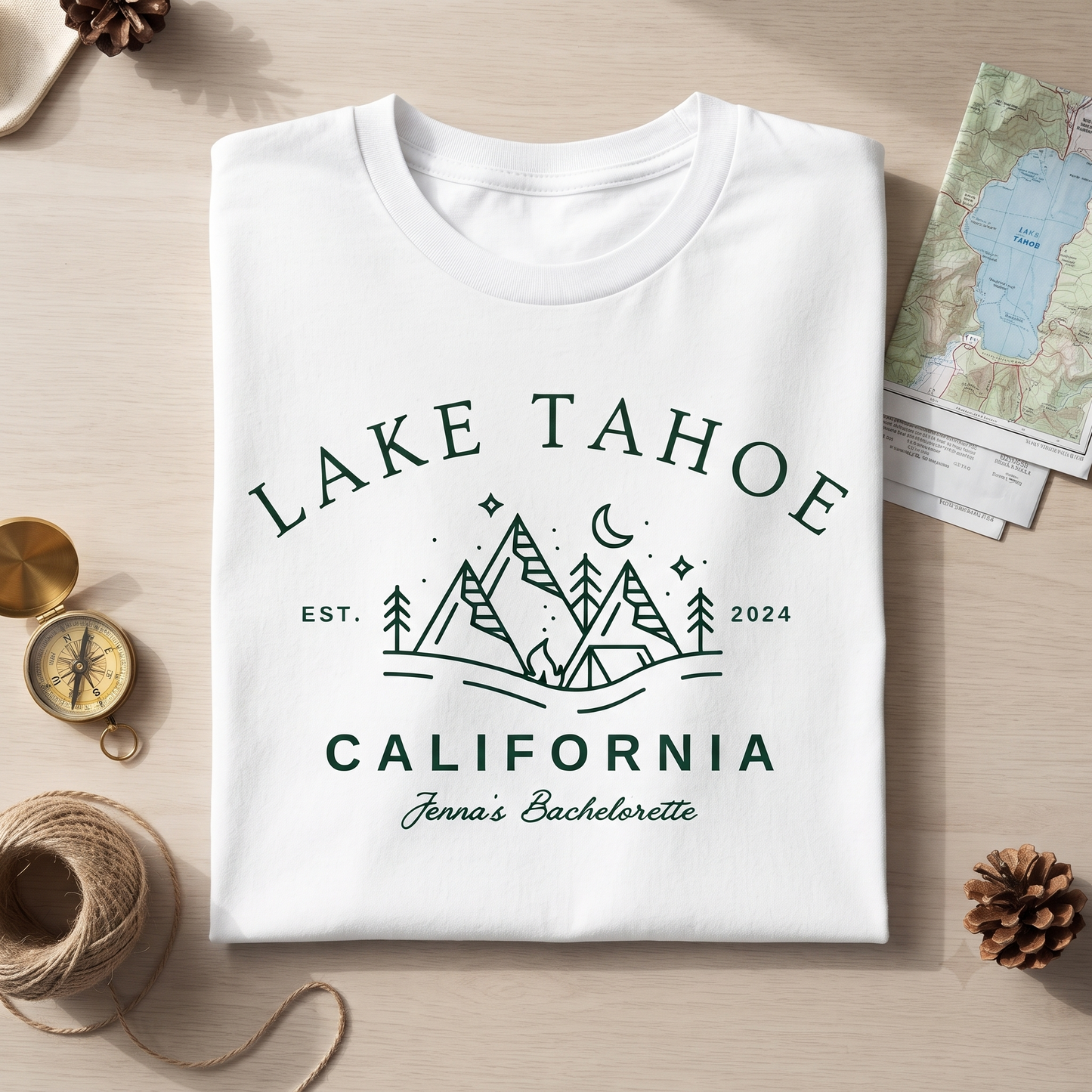 Custom Lake Tahoe Bachelorette Shirt, Mountain Camping Girls Trip Sweatshirt, Lake Life Vacation Hoodie