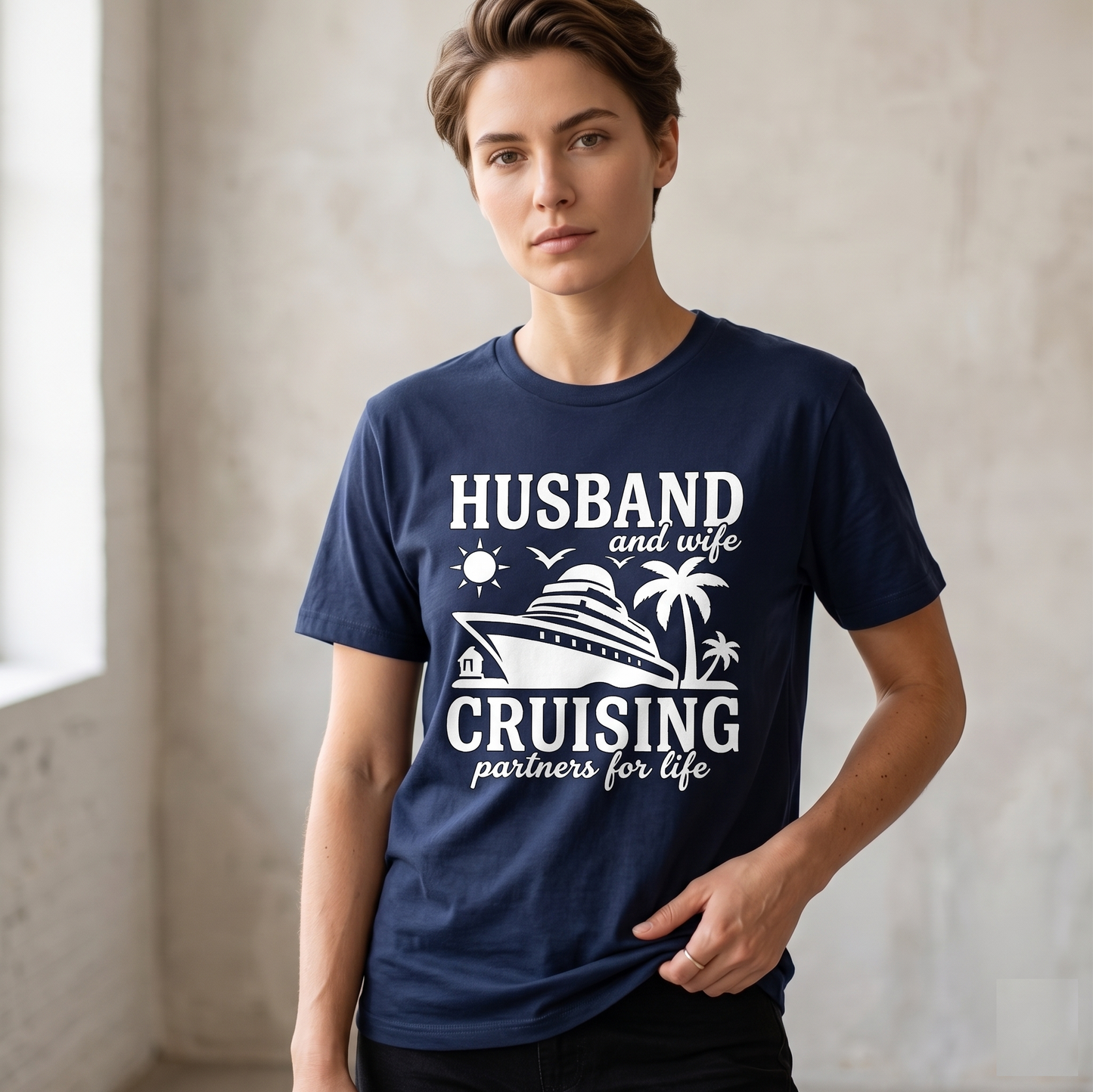 Custom Couples Cruise Shirts | Husband and Wife Cruising Partners for Life | Matching Vacation Hoodies | Anniversary Cruise Sweatshirt