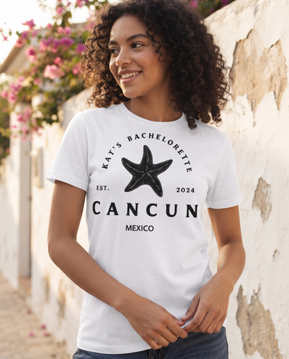 Custom Cancun Bachelorette Shirt, Beach Bachelorette Party Sweatshirt, Starfish Beach Trip Hoodie