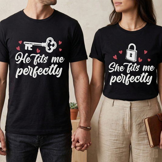 Lock Key Matching Couple Shirts, Valentine's Day Gift Set