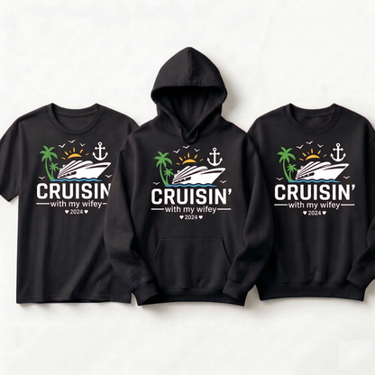Matching Couples Cruise 2026 Hoodie | Personalized Anniversary Vacation Sweatshirt | Husband and Wife Nautical Gift