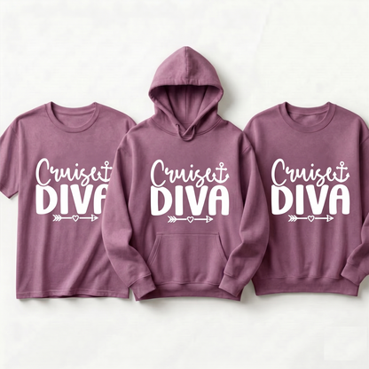 Custom Cruise Diva Shirt, Personalized 2026 Hoodie, Vacation Sweatshirt, Nautical Anchor Gift
