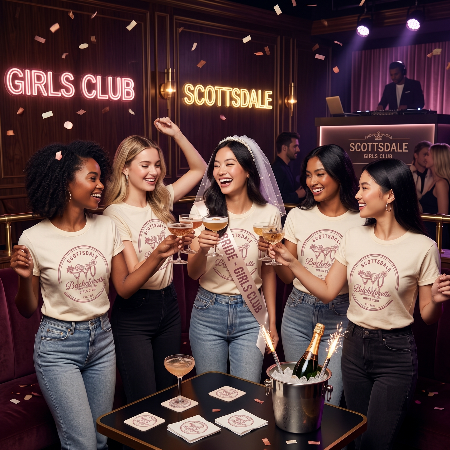 Retro Cocktail Bachelorette Shirt, Girls Club Sweatshirt, Custom Bridal Party Hoodie