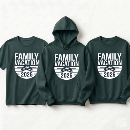 Custom Beach Family Vacation 2026 Shirts, Matching Tropical Family Trip Hoodies, Personalized Palm Tree Group Sweatshirts