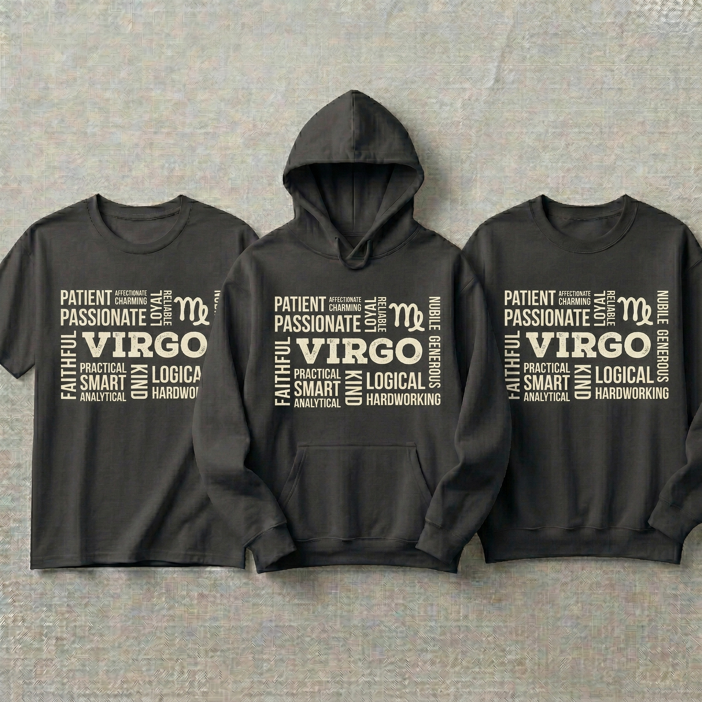 Custom Virgo Zodiac Hoodie and Sweatshirt, Virgo Shirt, Astrology Word Cloud Tee, Virgo Gift for Men, Personalized Zodiac Sign Hoodie