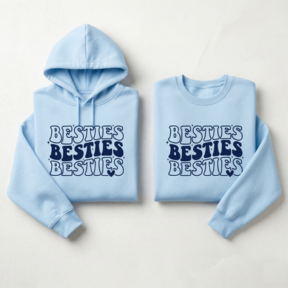 Custom Besties Shirt, Matching Best Friend Hoodies, Retro Y2K Sweatshirt, Personalized BFF Gift, Custom Girls Trip Shirts, Wavy Text Apparel