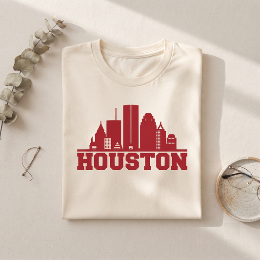 Custom Houston Skyline Shirt, Retro Houston Sweatshirt, Vintage Houston Texas Hoodie, Personalized Houston Souvenir Gift