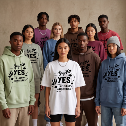 Custom Say Yes to New Adventures Shirt, Personalized Travel Hoodie, Family Vacation Sweatshirt