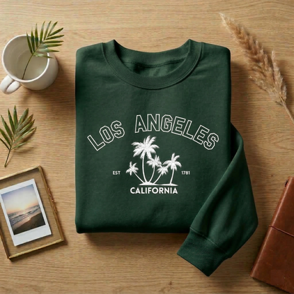 Los Angeles Sweatshirt | Vintage California Crewneck | Retro LA Palm Tree Pullover | Collegiate Style Cali Gift | West Coast Est 1781 Jumper