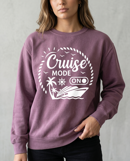 Custom Cruise Mode ON Hoodie, Personalized Family Vacation Sweatshirt, Nautical Group Trip Apparel