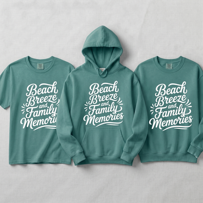 Custom Family Vacation Shirt | Beach Breeze and Family Memories | Matching Beach Hoodies | Personalized Summer Trip Sweatshirt