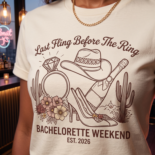 Western Bachelorette Party Shirt, Last Fling Ring Sweatshirt, Nashville Bridesmaid Hoodie