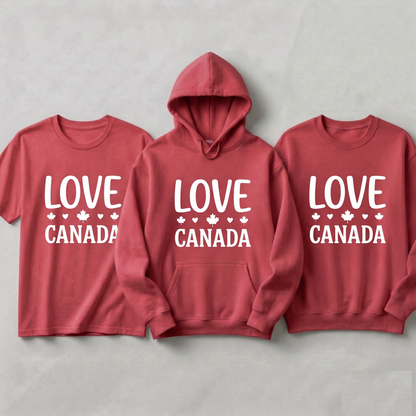 Custom Love Canada T-Shirt | Personalized Canadian Pride Tee, Custom Text Canada Shirt, Retro Maple Leaf Heart Unisex Graphic Top