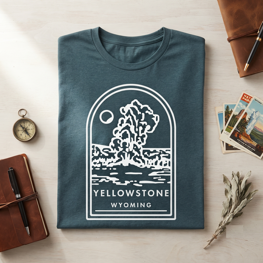 Custom Yellowstone National Park Shirt, Minimalist Wyoming Sweatshirt, Personalized Geyser Hoodie