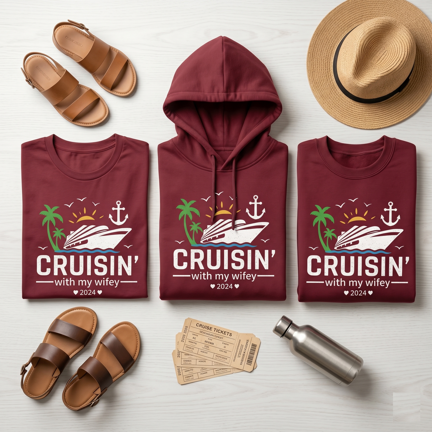 Matching Couples Cruise 2026 Hoodie | Personalized Anniversary Vacation Sweatshirt | Husband and Wife Nautical Gift