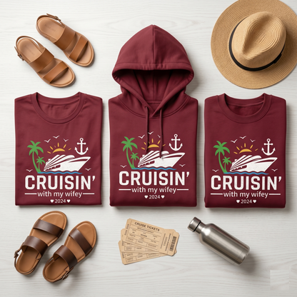 Matching Couples Cruise 2026 Hoodie | Personalized Anniversary Vacation Sweatshirt | Husband and Wife Nautical Gift